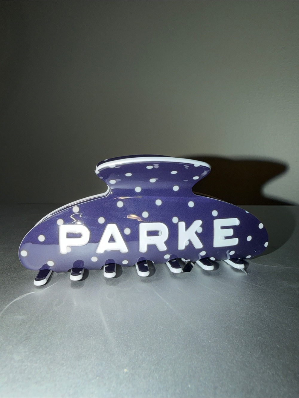 NWT Parke Denim + White Polka Dot Hair Claw